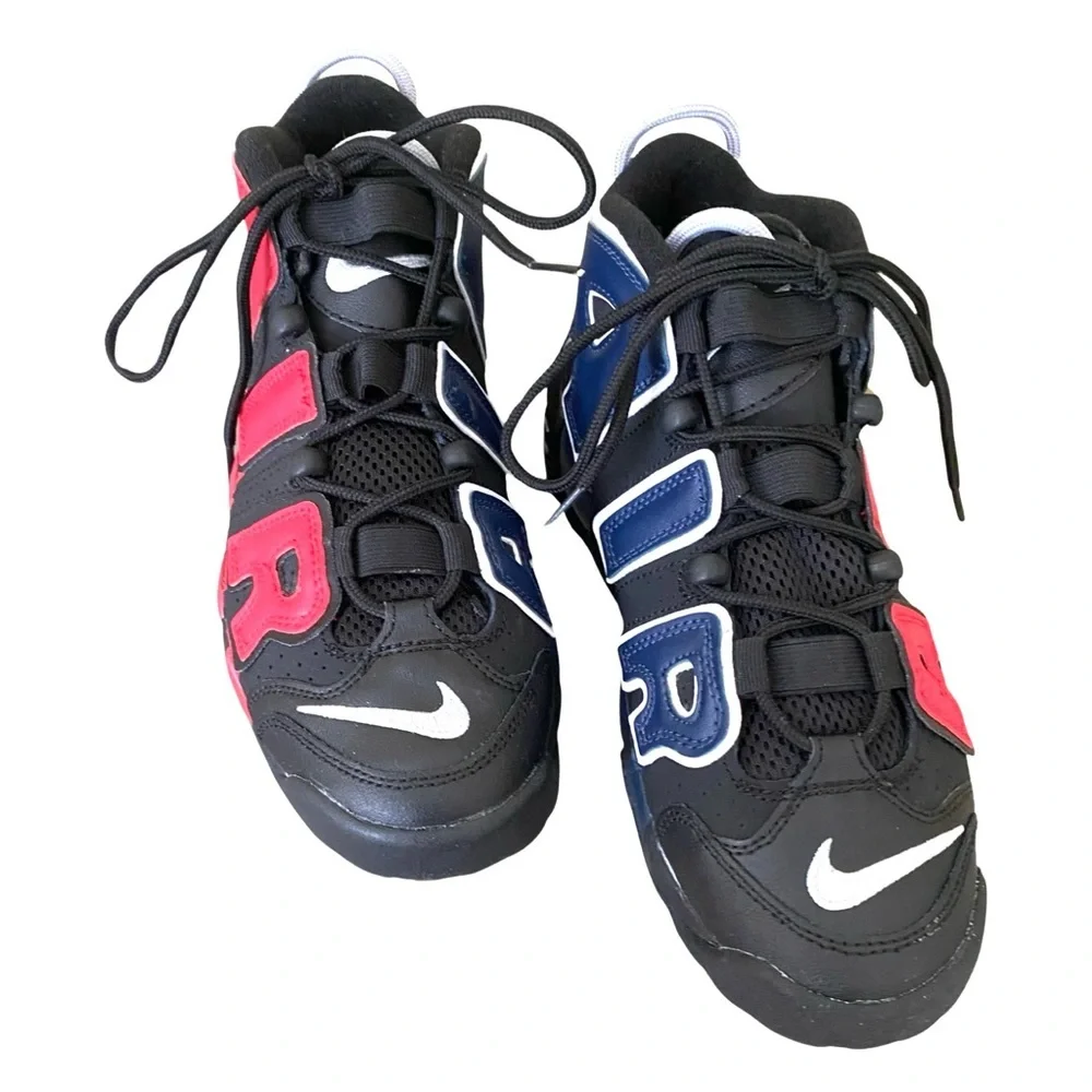 Nike Air More Uptempo Shoes 7 Youth Athletic Boys Basketball Black Red Blue New